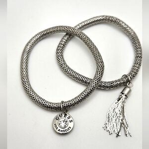 🟢3/$19🟢 GUESS Set of 2 Matching Mesh Stretch Silver Bracelets